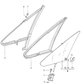 Vent wing parts — VW GTI factory diagram