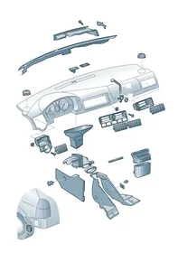Air and footwell heater ducts, air hoses and vents — VW GTI factory diagram