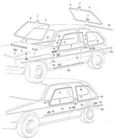 Trim strips — VW GTI factory diagram