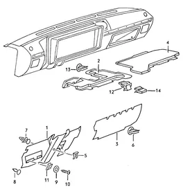 Cover under dashboard — VW GTI factory diagram