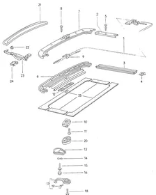 Steel sldng roof fitting parts — VW GTI factory diagram