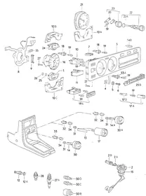 Instrument housing and mounting parts — VW GTI factory diagram
