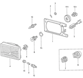 Rectangular headlamp — VW GTI factory diagram