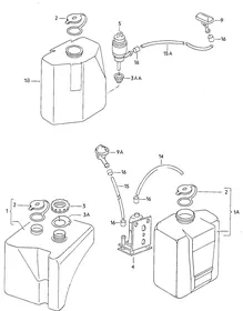 Windscreen washer system — VW GTI factory diagram