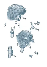 Switches and senders on engine — VW GTI factory diagram