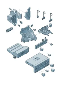 Central electrics, fuse box, relay carrier, relays — VW GTI factory diagram