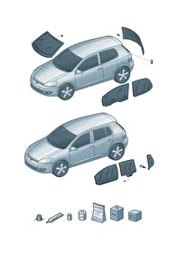 Window glasses — VW GTI factory diagram