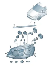 Halogen twin headlights — VW GTI factory diagram