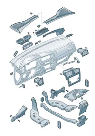 Air and footwell heater ducts, air hoses and vents — VW GTI factory diagram