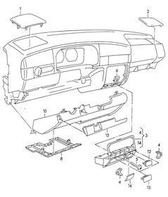 Dashboard fittings — VW GTI factory diagram