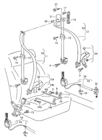 Three-point safety belt — VW GTI factory diagram