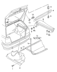 Luggage compartment trim — VW GTI factory diagram