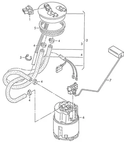 Fuel delivery unit and sender — VW GTI factory diagram