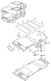 Moulded headliner — VW GTI factory diagram