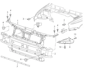 Bodywork front part — VW GTI factory diagram