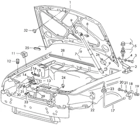 Bonnet — VW GTI factory diagram
