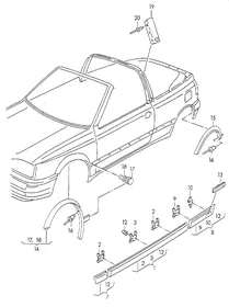 Protective strips — VW GTI factory diagram