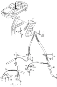 Three-point safety belt — VW GTI factory diagram