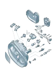 Halogen twin headlights — VW GTI factory diagram
