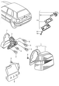 Brake, turn signal and taillights — VW GTI factory diagram