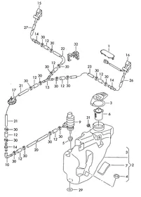 Windscreen washer system — VW GTI factory diagram