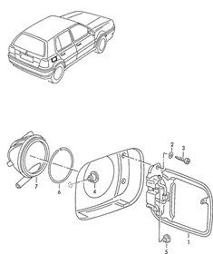 Fuel filler flap — VW GTI factory diagram