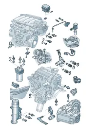 Switches and senders on engine and gearbox — VW GTI factory diagram