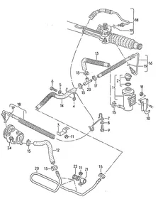 Oil container and connection parts, hoses — VW GTI factory diagram