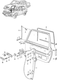 Window lifter, guide channels, window slot seal — VW GTI factory diagram