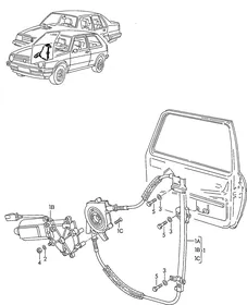 Window regulator electrically operated — VW GTI factory diagram
