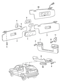 Interior mirror — VW GTI factory diagram