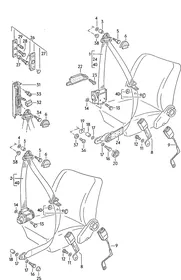 Three-point safety belt — VW GTI factory diagram