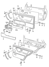 Door trim panels — VW GTI factory diagram