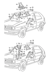 Pillar trim — VW GTI factory diagram