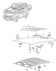 Moulded headliner — VW GTI factory diagram