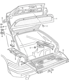 Rear lid trim panel — VW GTI factory diagram