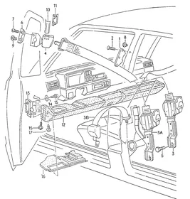 Two-point safety belt — VW GTI factory diagram