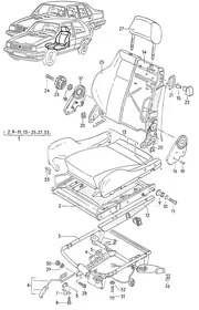 Seat and backrest — VW GTI factory diagram