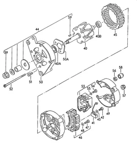 Alternator and single parts — VW GTI factory diagram