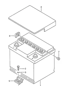Battery mounting — VW GTI factory diagram