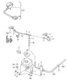 Windscreen washer system — VW GTI factory diagram