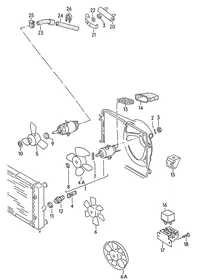 Radiator fan overview — VW GTI factory diagram