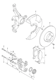 Floating caliper brake — VW GTI factory diagram